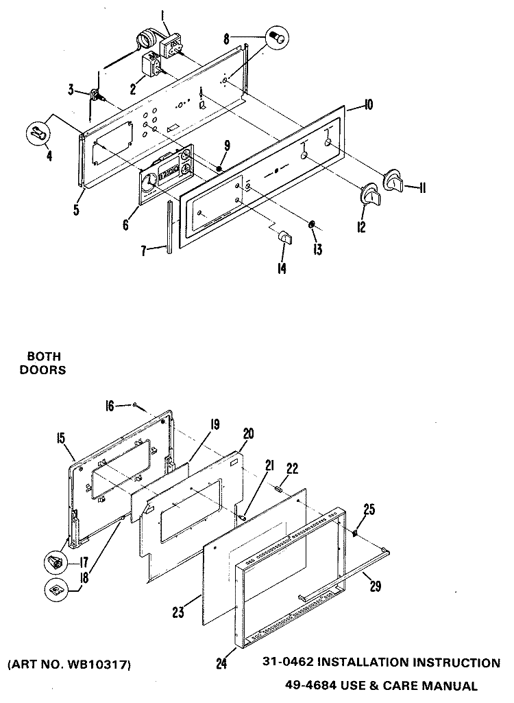 Section Diagram and Parts List for RGJ616GEH3  Hotpoint Wall Oven