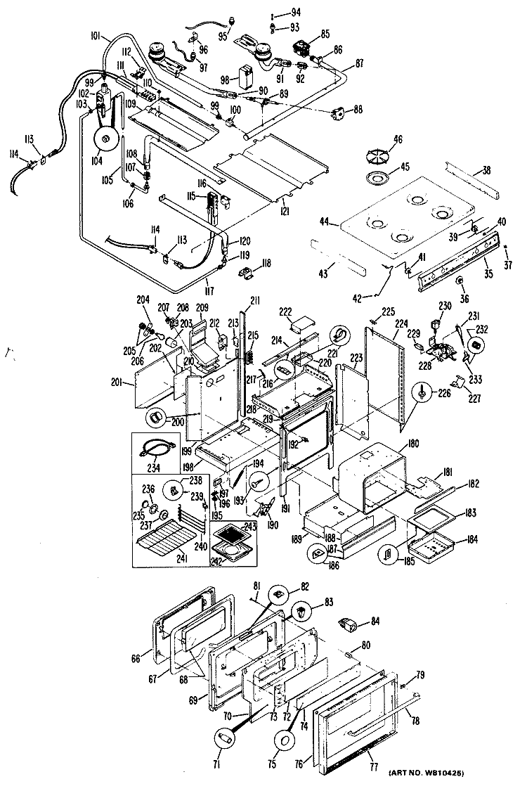 Section Diagram and Parts List for RGH946GEH3  Hotpoint Range