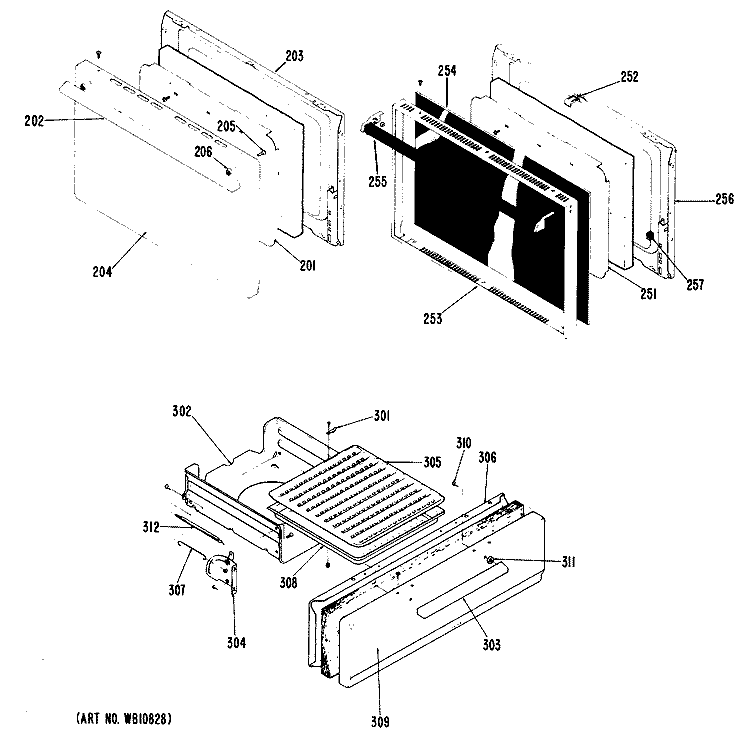 Section Diagram and Parts List for RGS525GEJ2  Hotpoint Range