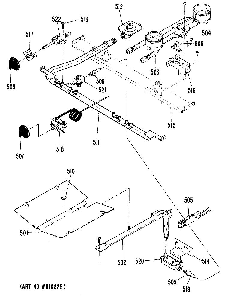 Section Diagram and Parts List for RGS525GEJ2  Hotpoint Range