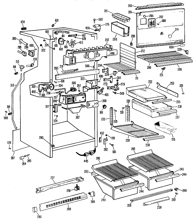 Section Diagram and Parts List for CTX23EHBR  Hotpoint Refrigerator