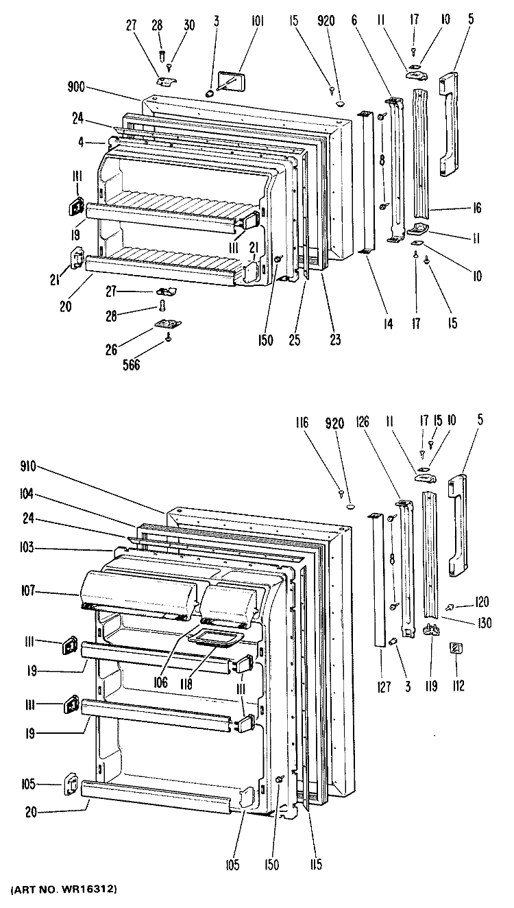 Section Diagram and Parts List for CTX23EHCR  Hotpoint Refrigerator