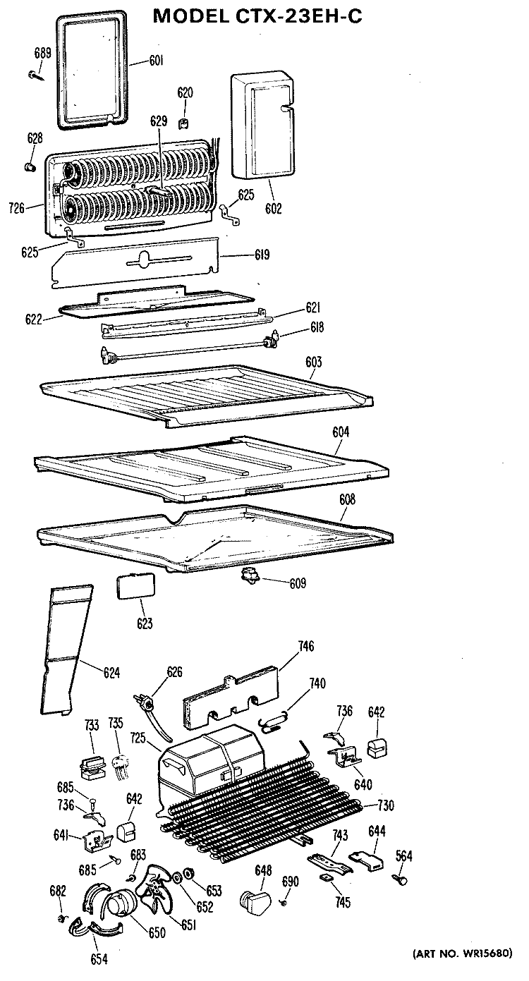 Section Diagram and Parts List for CTX23EHCR  Hotpoint Refrigerator