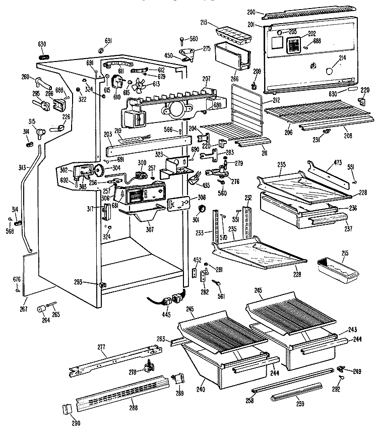 Section Diagram and Parts List for CTX23GHBR  Hotpoint Refrigerator