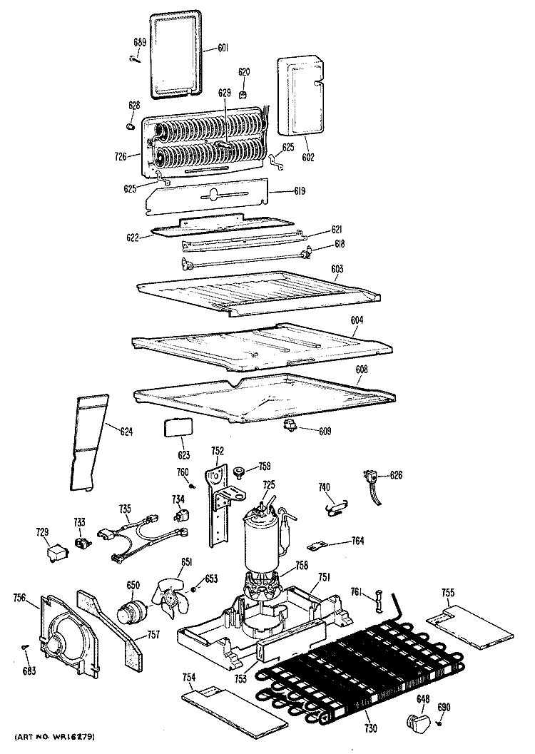 Section Diagram and Parts List for CTX23GHBR  Hotpoint Refrigerator