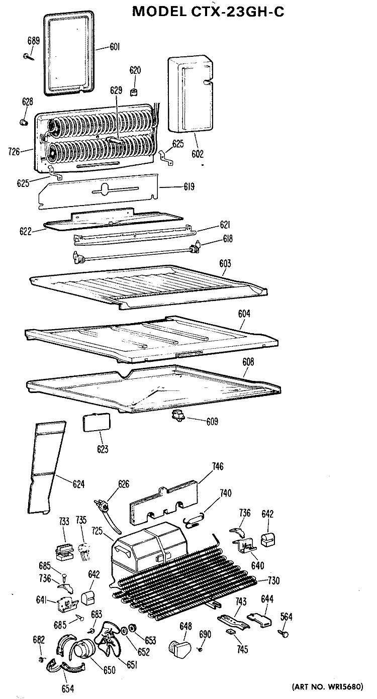 Section Diagram and Parts List for CTX23GHCR  Hotpoint Refrigerator
