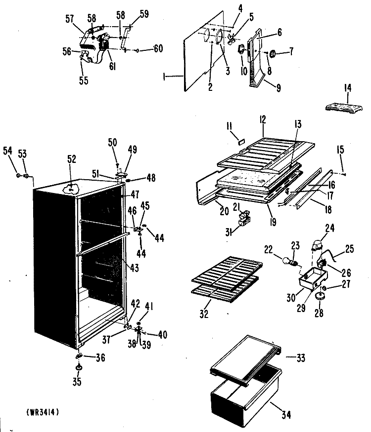 Section Diagram and Parts List for CTF14BJB  Hotpoint Refrigerator