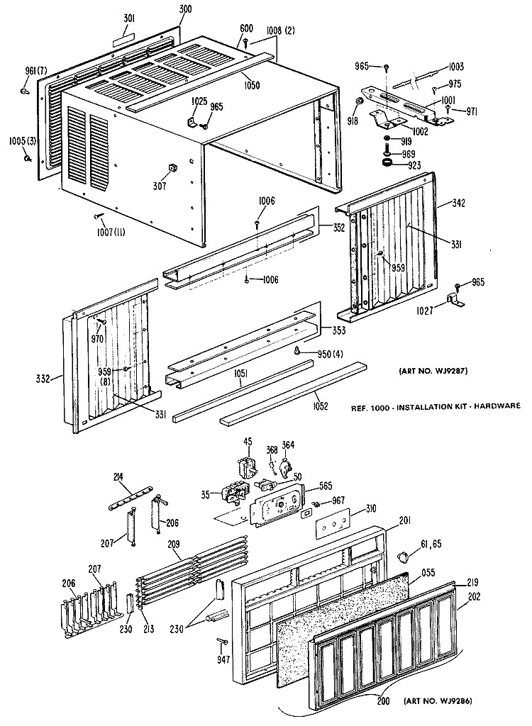 Section Diagram and Parts List for KQX06LAC1  Hotpoint Air Conditioner