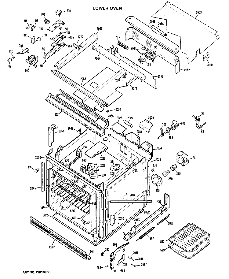 LOWER OVEN Diagram and Parts List for RK962G*K1  Hotpoint Microwave Oven Combo