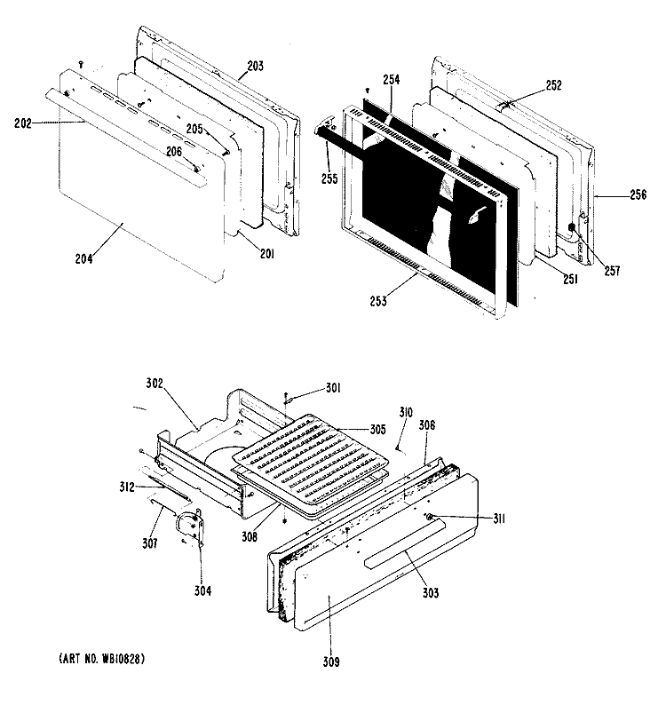 Section Diagram and Parts List for RGS525GPJ1  Hotpoint Range