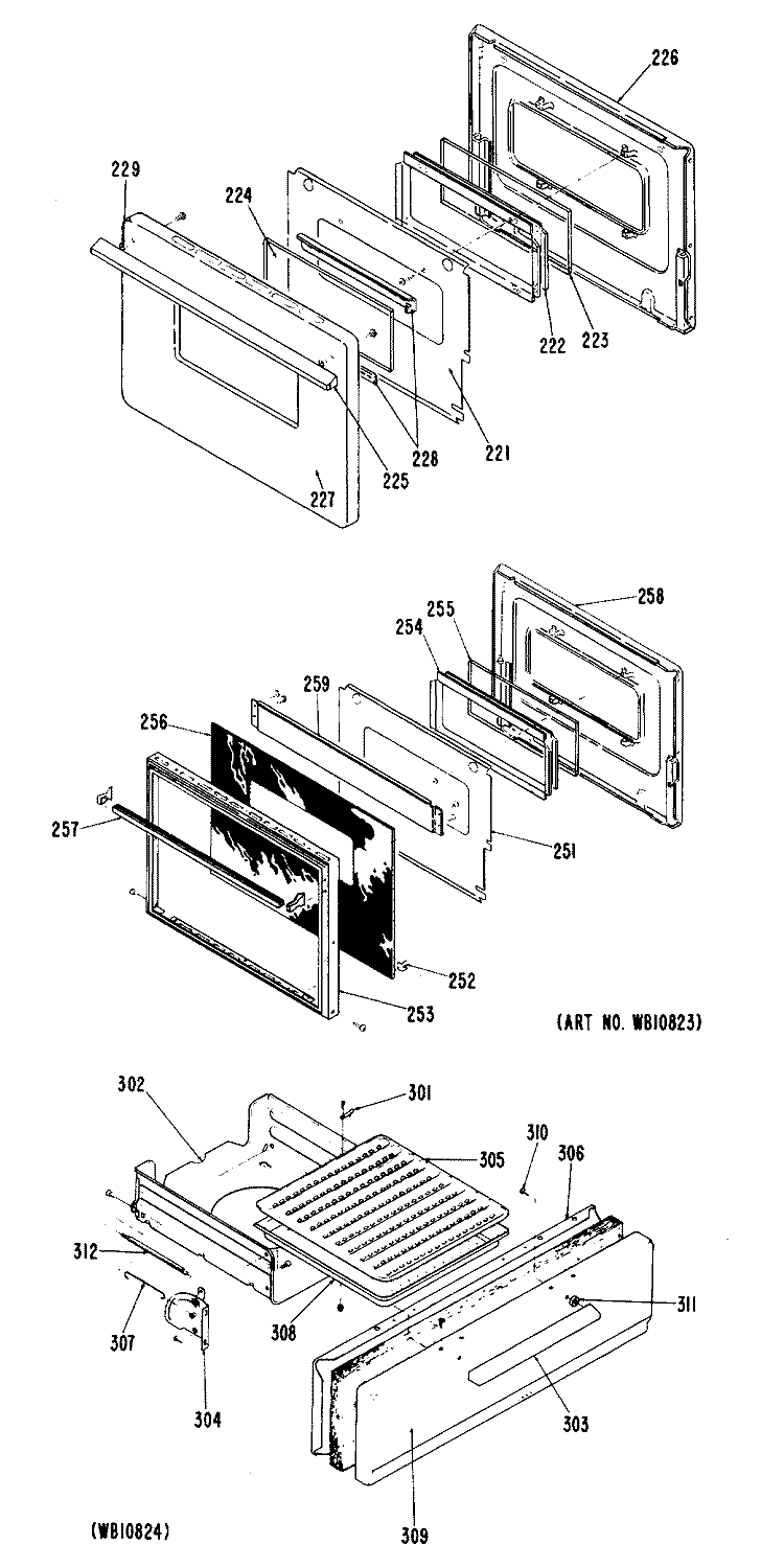 Section Diagram and Parts List for RGB628GPJ3  Hotpoint Range