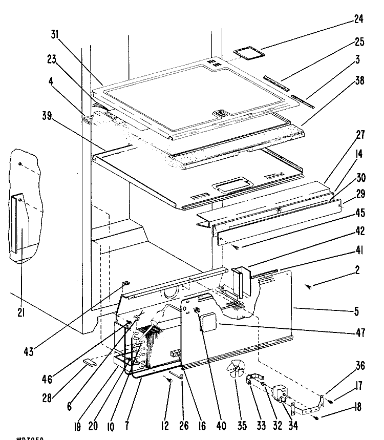Section Diagram and Parts List for CCX20GJB  General Electric Refrigerator