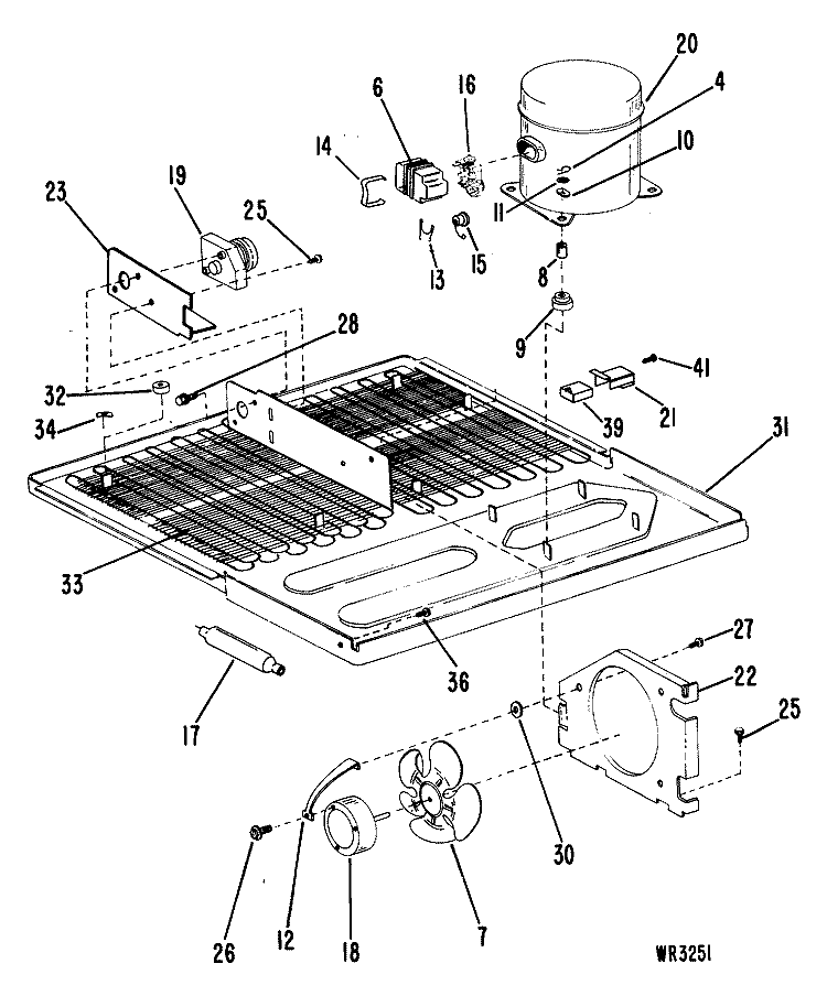 COMPRESSOR COMPARTMENT PARTS Diagram and Parts List for CCX20GJB  General Electric Refrigerator
