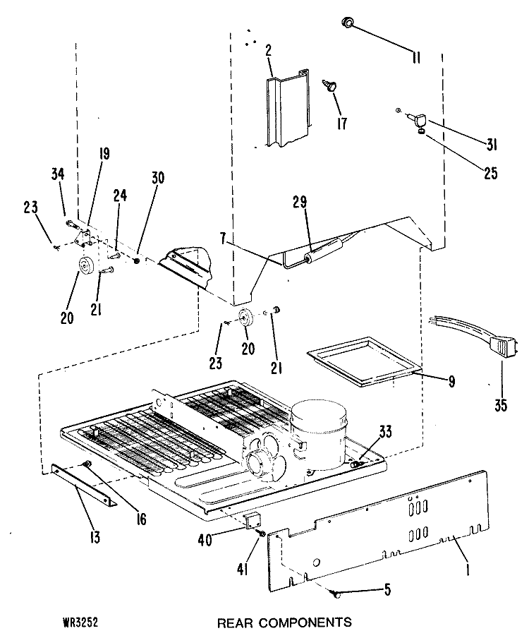 REAR COMPONENTS Diagram and Parts List for CCX20GJB  General Electric Refrigerator