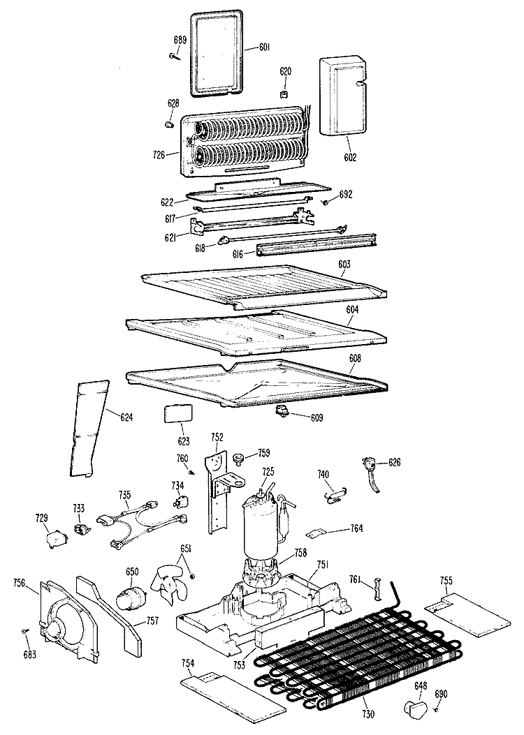 Section Diagram and Parts List for CTX20GJBR  Hotpoint Refrigerator