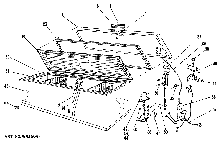 Section Diagram and Parts List for FH27CKB  Hotpoint Freezer