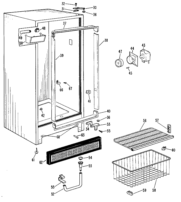 Section Diagram and Parts List for FV21CKB  Hotpoint Freezer