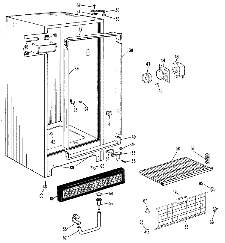 Section Diagram and Parts List for FV19CKB  Hotpoint Freezer