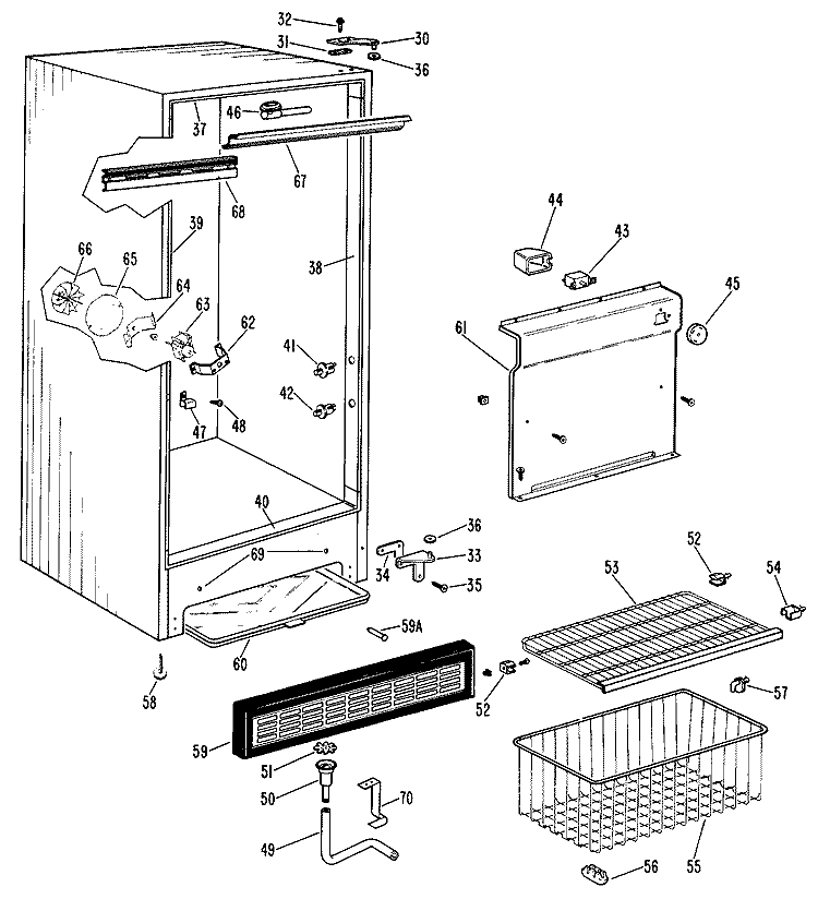 Section Diagram and Parts List for FVF16EKC  Hotpoint Freezer