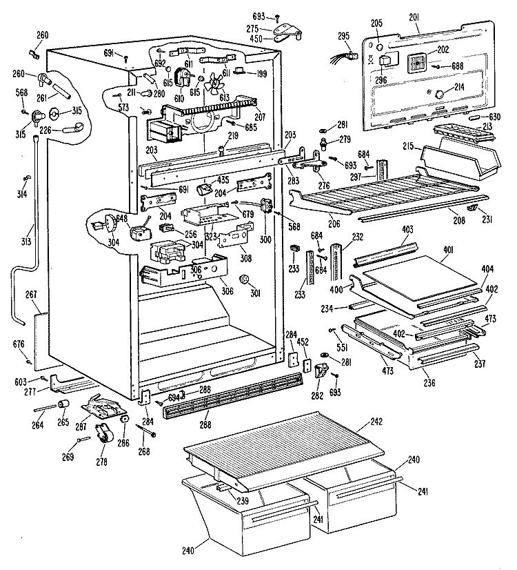 Section Diagram and Parts List for CTX24GJBR  Hotpoint Refrigerator