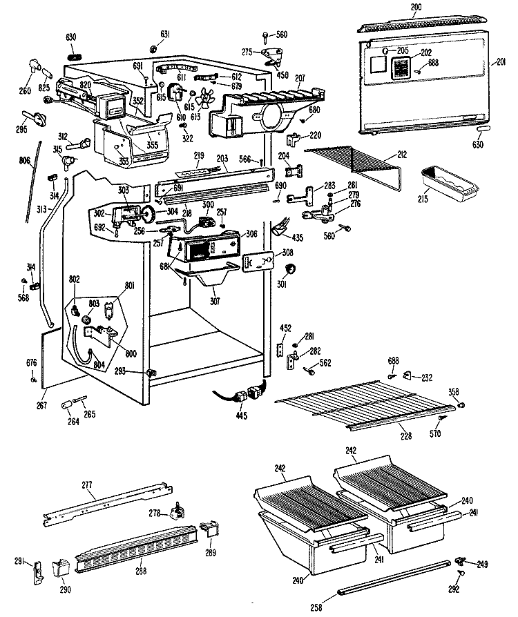 Section Diagram and Parts List for CTX18AJB  Hotpoint Refrigerator