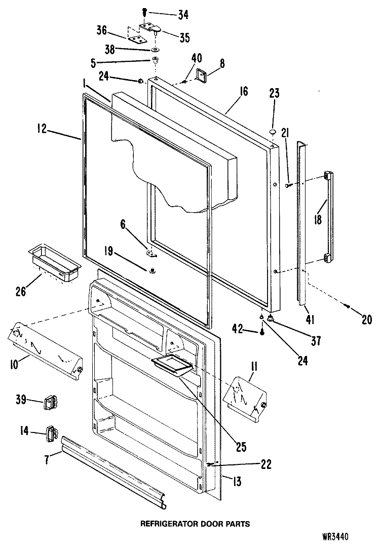 REFRIGERATOR DOOR PARTS Diagram and Parts List for CCX20GKB  General Electric Refrigerator