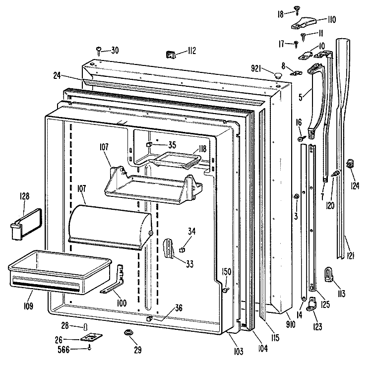 Section Diagram and Parts List for CTX25DKBR  Hotpoint Refrigerator