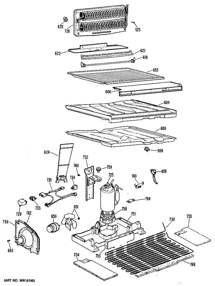 Section Diagram and Parts List for CTX25GKBR  Hotpoint Refrigerator