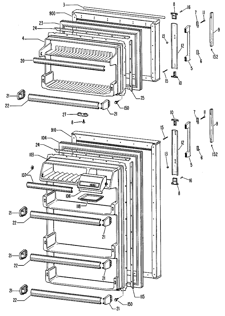 Section Diagram and Parts List for CTA15CJCRAD  Hotpoint Refrigerator