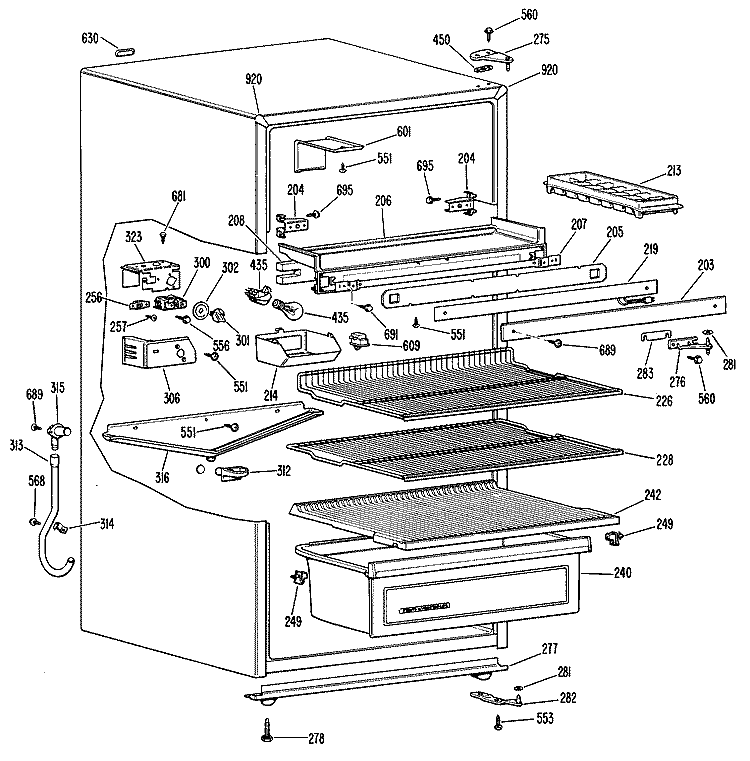 Section Diagram and Parts List for CTA15CJCRAD  Hotpoint Refrigerator