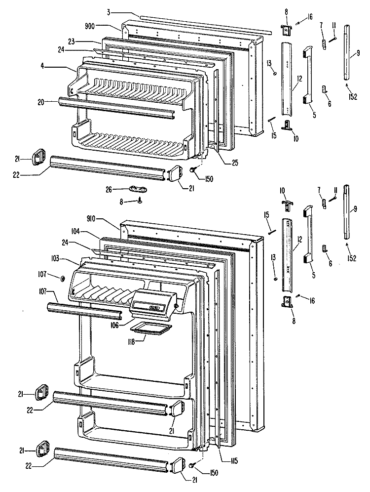 Section Diagram and Parts List for CTA13CJCRWH  Hotpoint Refrigerator