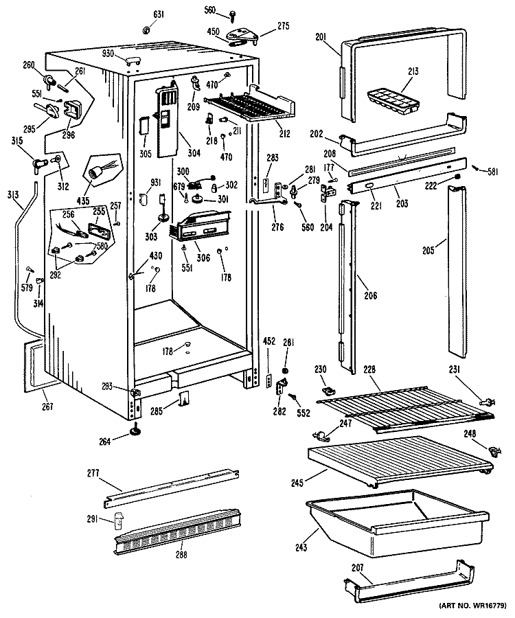 Section Diagram and Parts List for CTFP14CJCR  Hotpoint Refrigerator