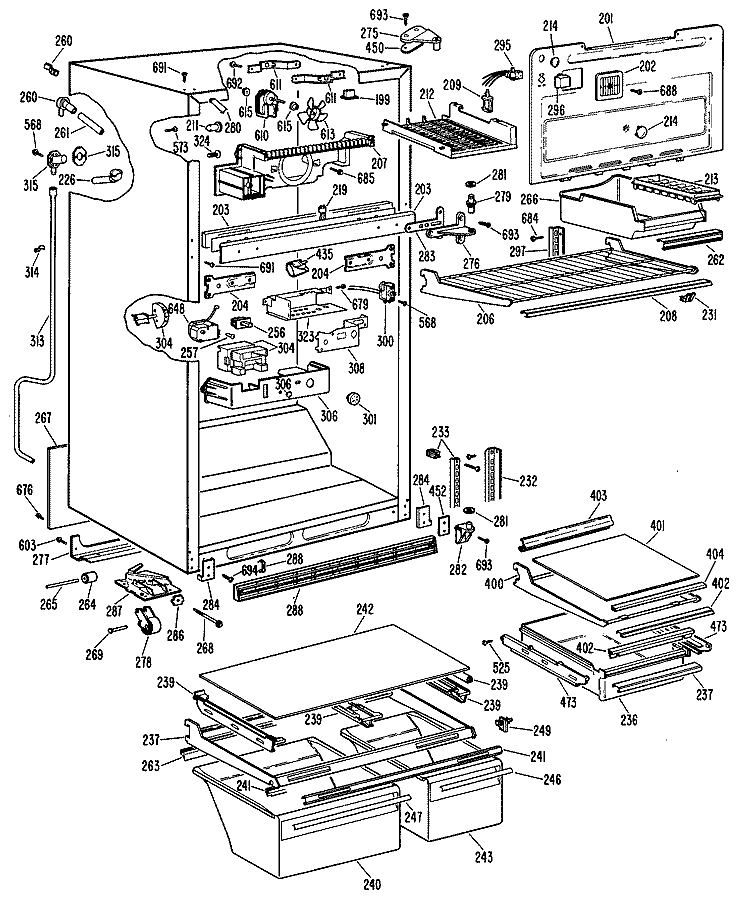 Section Diagram and Parts List for CTX24WKBR  Hotpoint Refrigerator