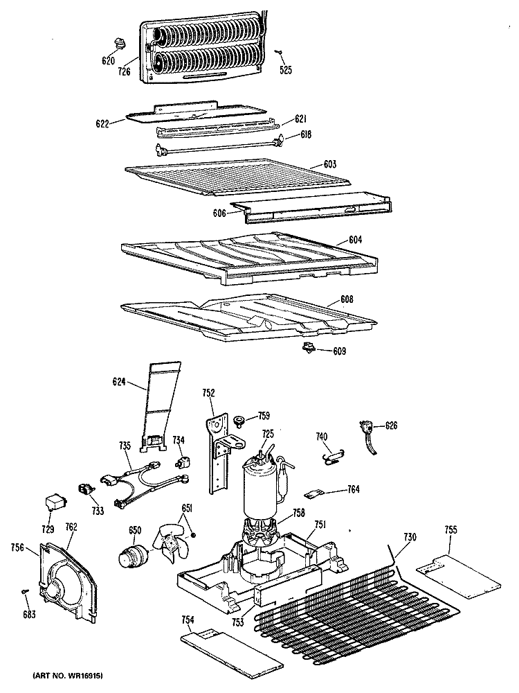Section Diagram and Parts List for CTX24WKBR  Hotpoint Refrigerator