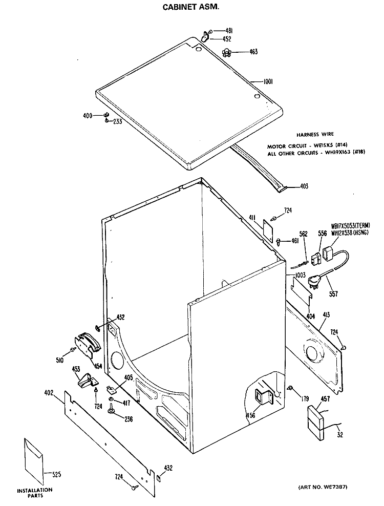 CABINET ASM. Diagram and Parts List for DLL2650BHL  Hotpoint Dryer