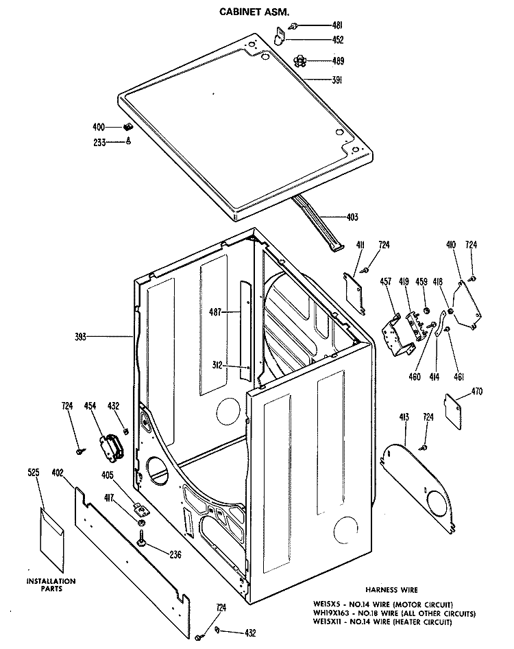 CABINET ASM. Diagram and Parts List for DLB2880DGL  Hotpoint Dryer