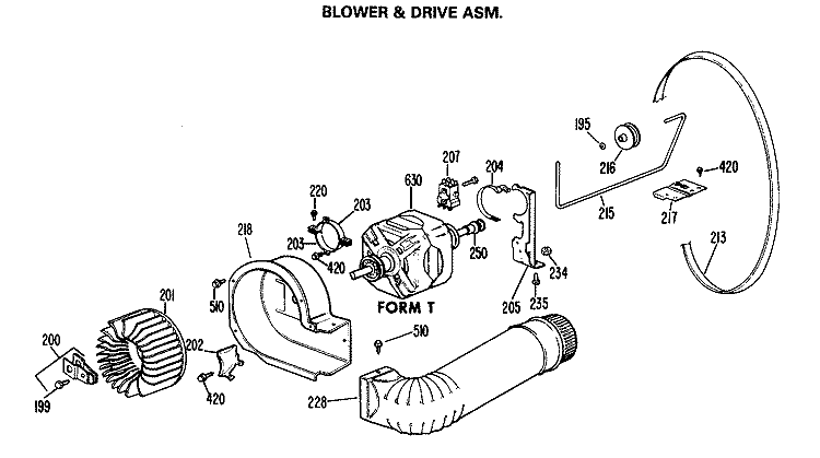 BLOWER & DRIVE ASM. Diagram and Parts List for DLB2880DGL  Hotpoint Dryer