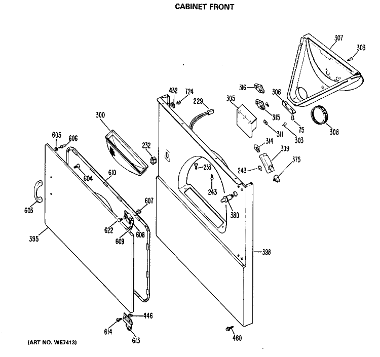 CABINET FRONT Diagram and Parts List for DLB2750BAL  Hotpoint Dryer