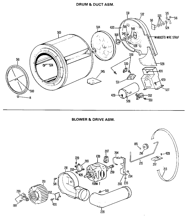 DRUM & DUCT ASM. Diagram and Parts List for DLL2750BAL  Hotpoint Dryer