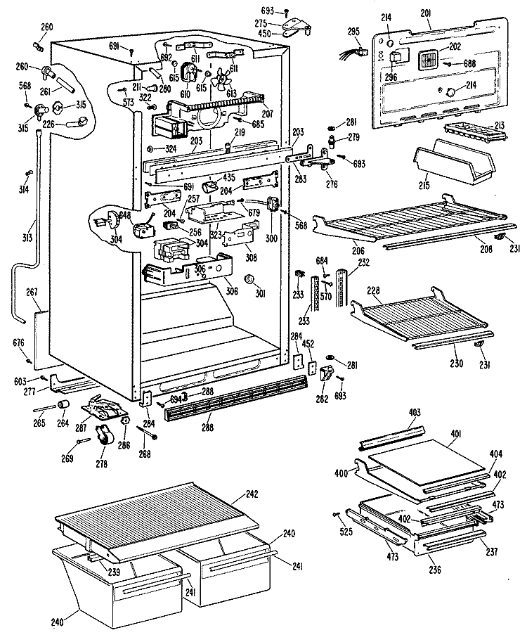Section Diagram and Parts List for CTX24EKBR  Hotpoint Refrigerator