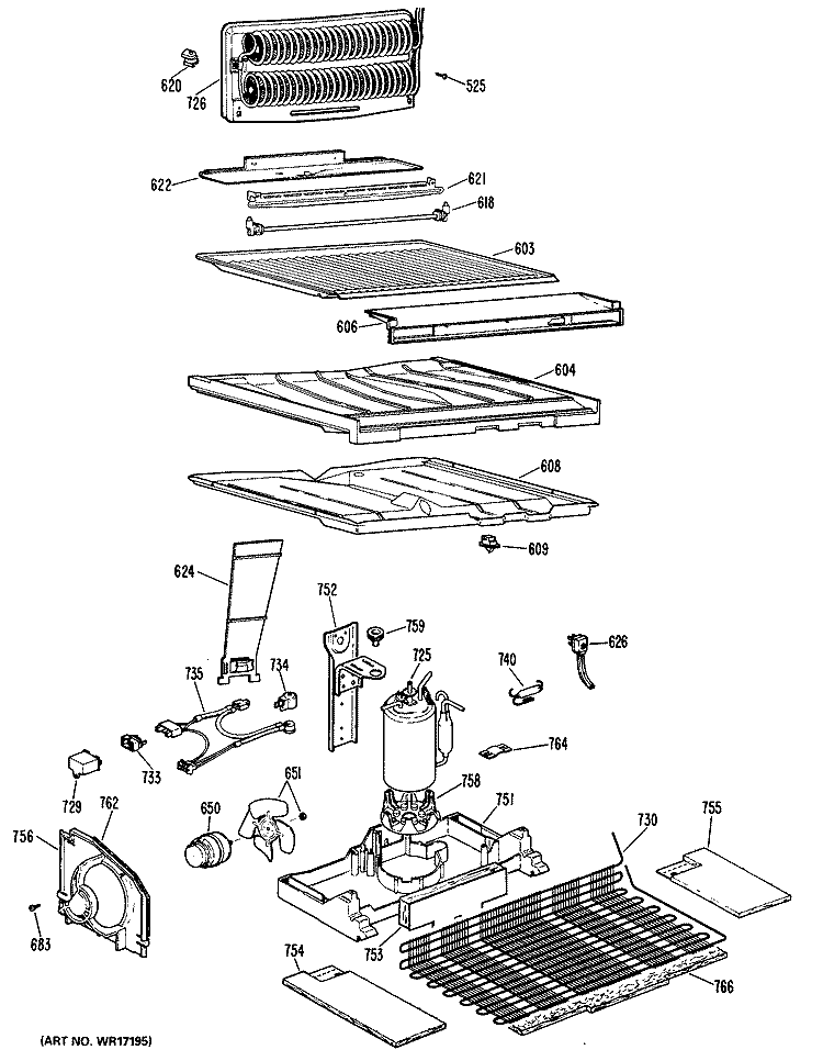 Section Diagram and Parts List for CTX24GKGR  Hotpoint Refrigerator