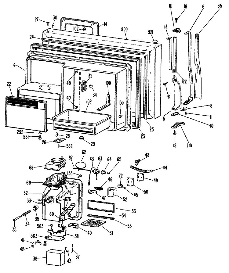 Section Diagram and Parts List for CTX25DKFL  Hotpoint Refrigerator