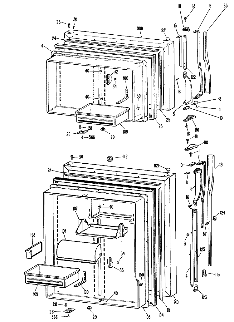 Section Diagram and Parts List for CTX22GLFRWH  Hotpoint Refrigerator