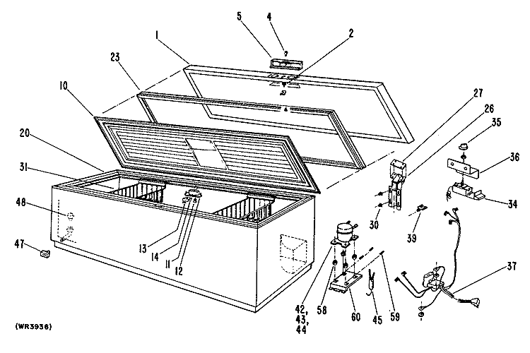 Section Diagram and Parts List for FH27CLC  Hotpoint Freezer