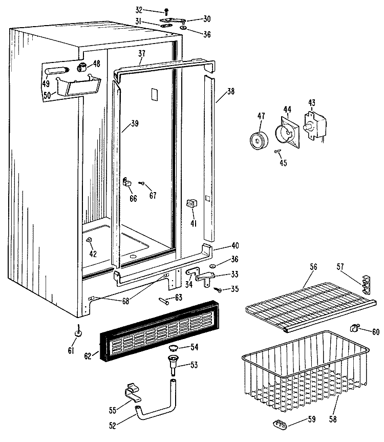 Section Diagram and Parts List for FV21CLC  Hotpoint Freezer