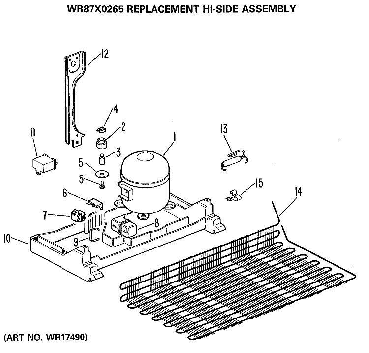 REPLACEMENT HI - SIDE ASSEMBLY Diagram and Parts List for WR87X0265  Hotpoint Refrigerator