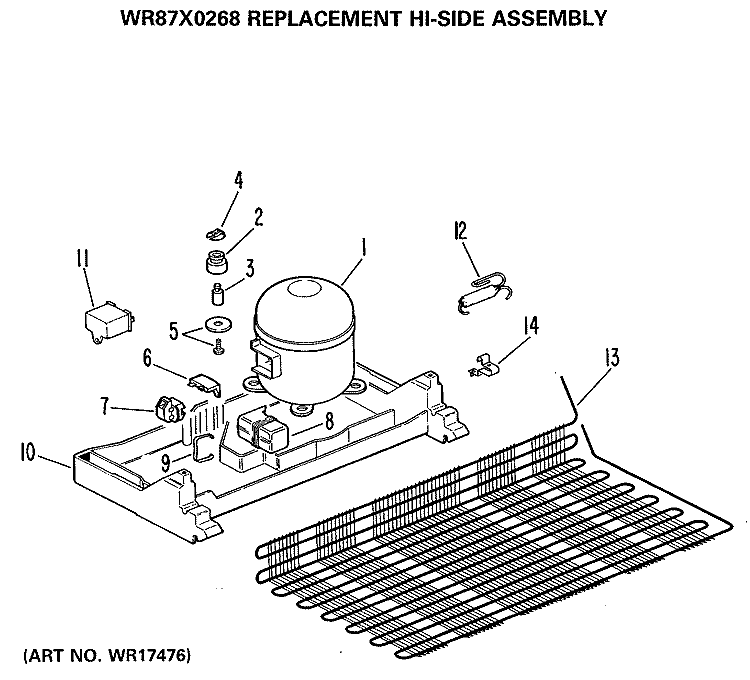 REPLACEMENT HI - SIDE ASSEMBLY Diagram and Parts List for WR87X0268  Hotpoint Refrigerator