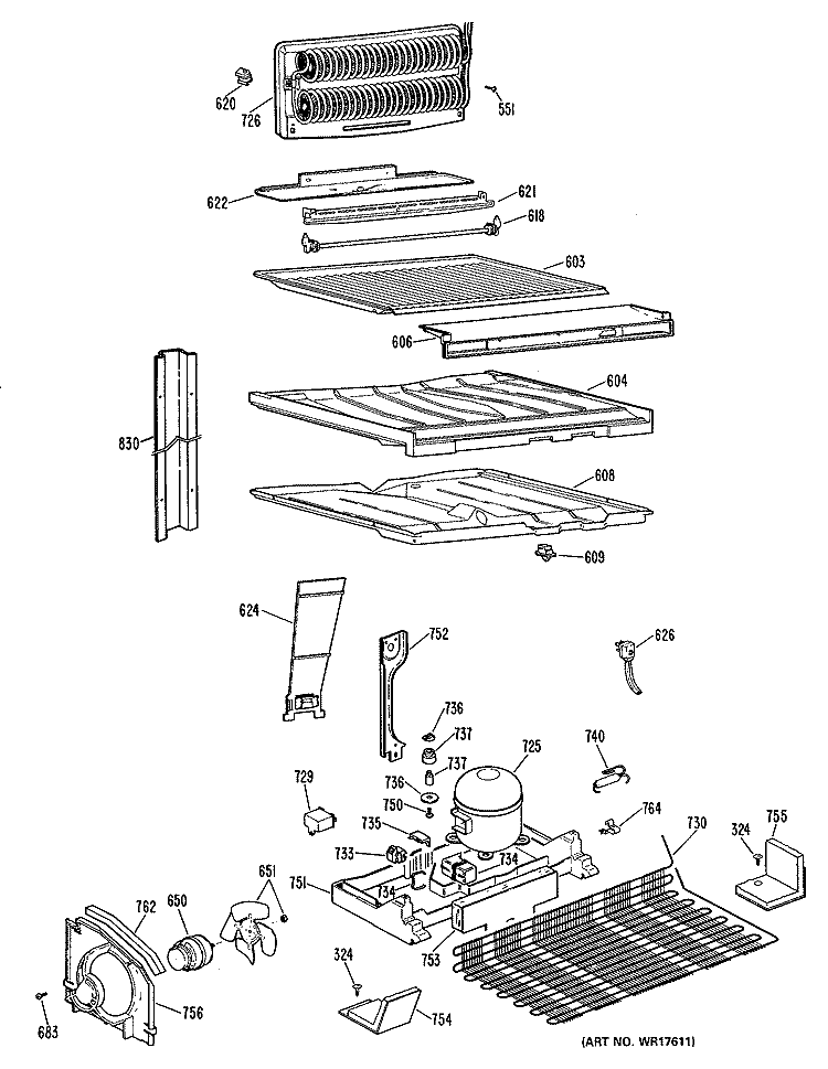 Section Diagram and Parts List for CTX25DLFRAD  Hotpoint Refrigerator