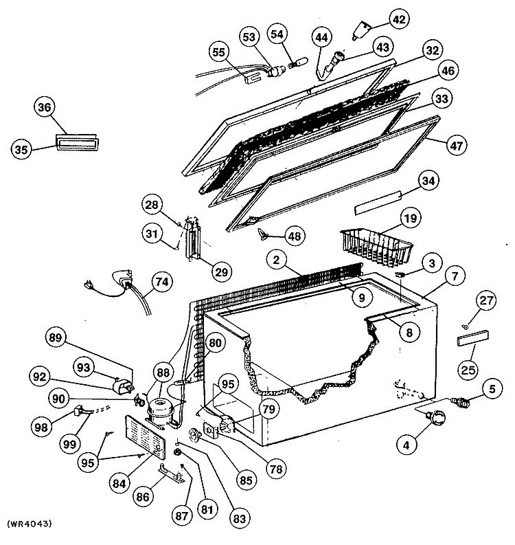 Section Diagram and Parts List for FH26CMB  Hotpoint Freezer