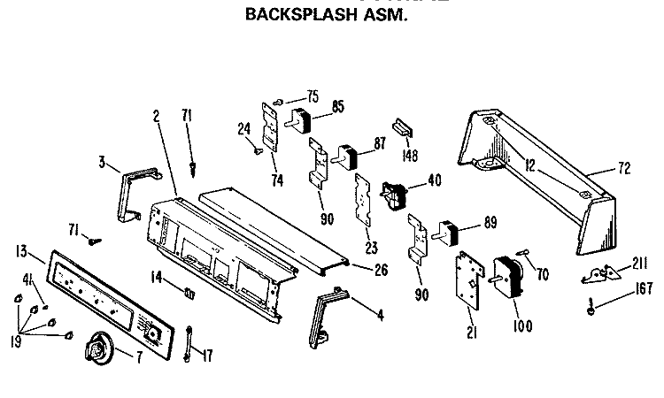 BACKSPLASH ASM. Diagram and Parts List for DLB2900MAL  Hotpoint Dryer